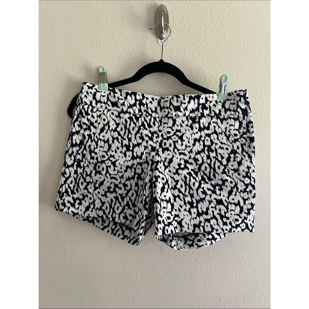 J.Crew City Fit Stretch Chino Printed Shorts black White Size 2